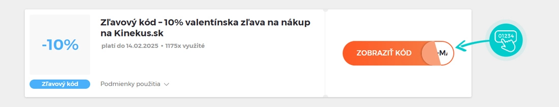Ukážka zľavového kódu Kinekus