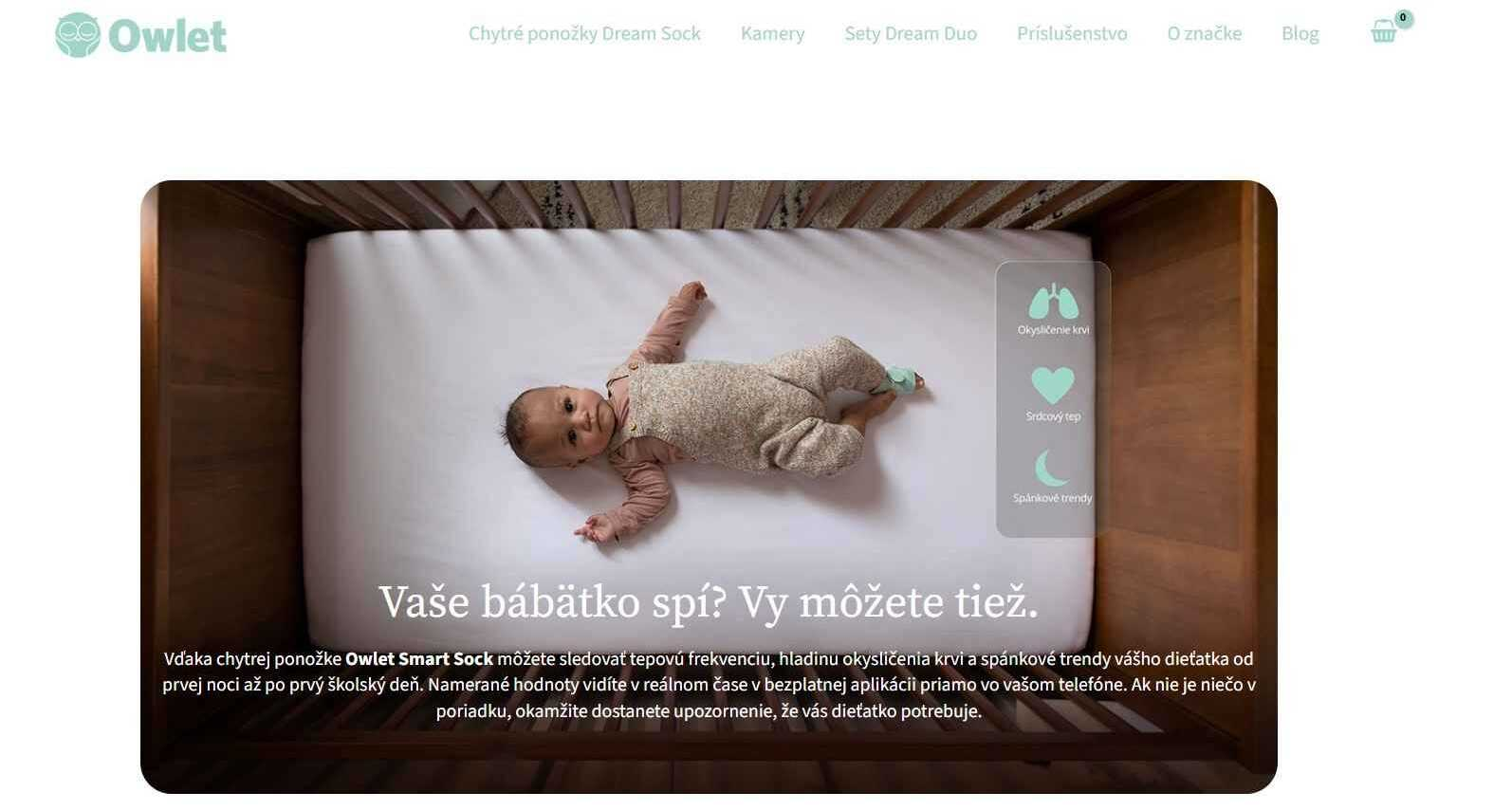 Owlet - webstránka s bábätkom v postieľke