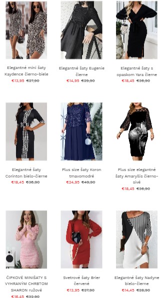 dámske šaty v e-shope Manzara