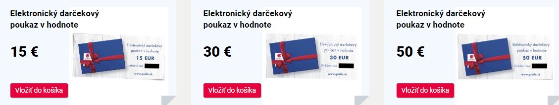 Darčekové poukazy v e-shope Grada