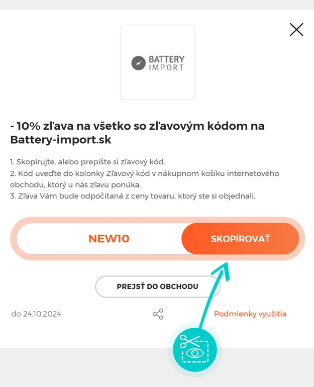 Návod ako skopírovať zľavový kód Battery Import