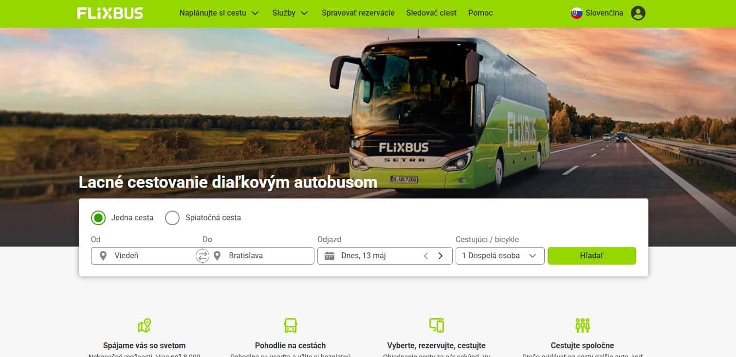 FlixBus zelený autobus