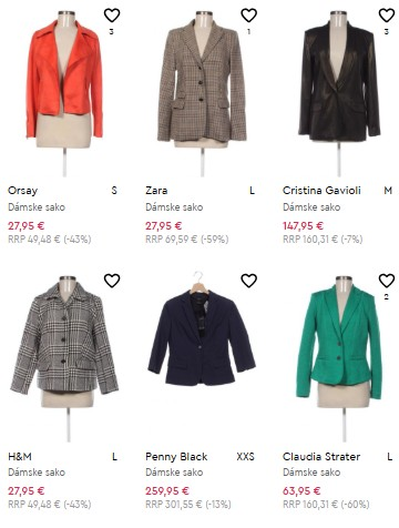 dámske saká z e-shopu Remixshop