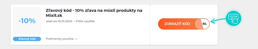 Ukážka zľavového kódu mixit