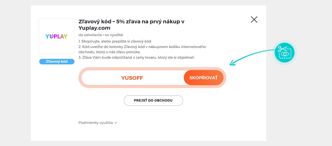 Návod ako skopírovať zľavový kód Yuplay