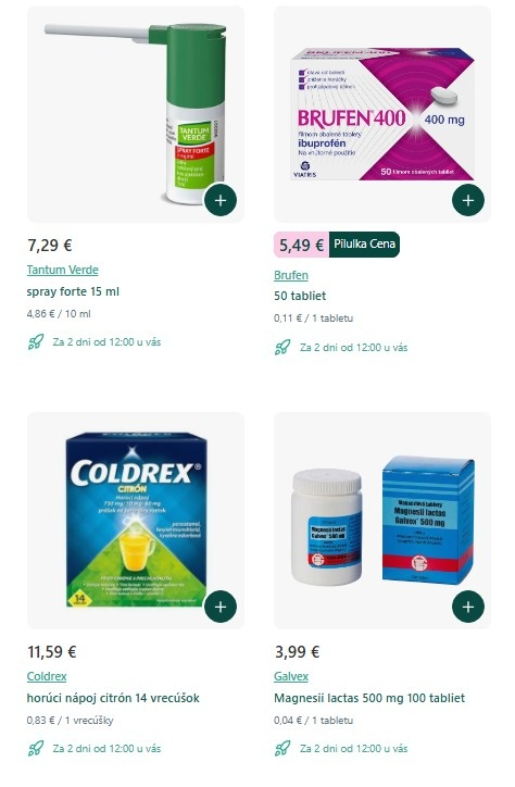 Ponuka sortimentu liekov a produktov pre zdravie a imunitu