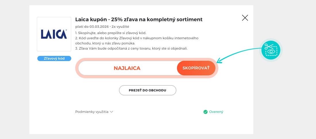 Návod ako skopírovať zľavový kód Laica