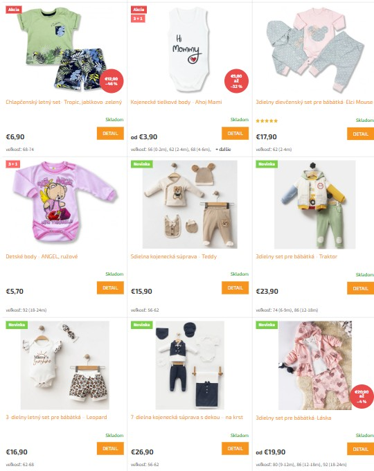 kojenecké oblečenie z e-shopu Milinko