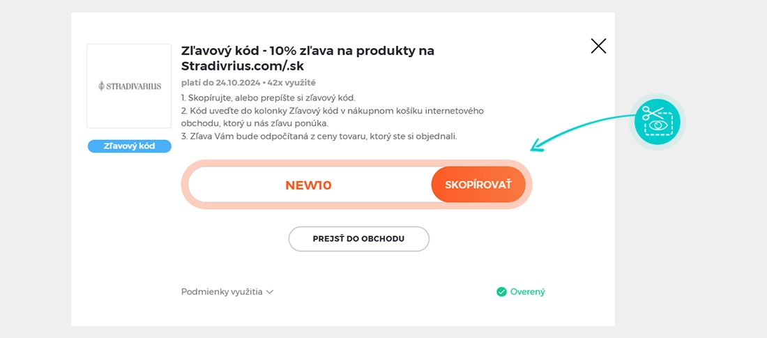 Návod ako skopírovať zľavový kód Stradivarius