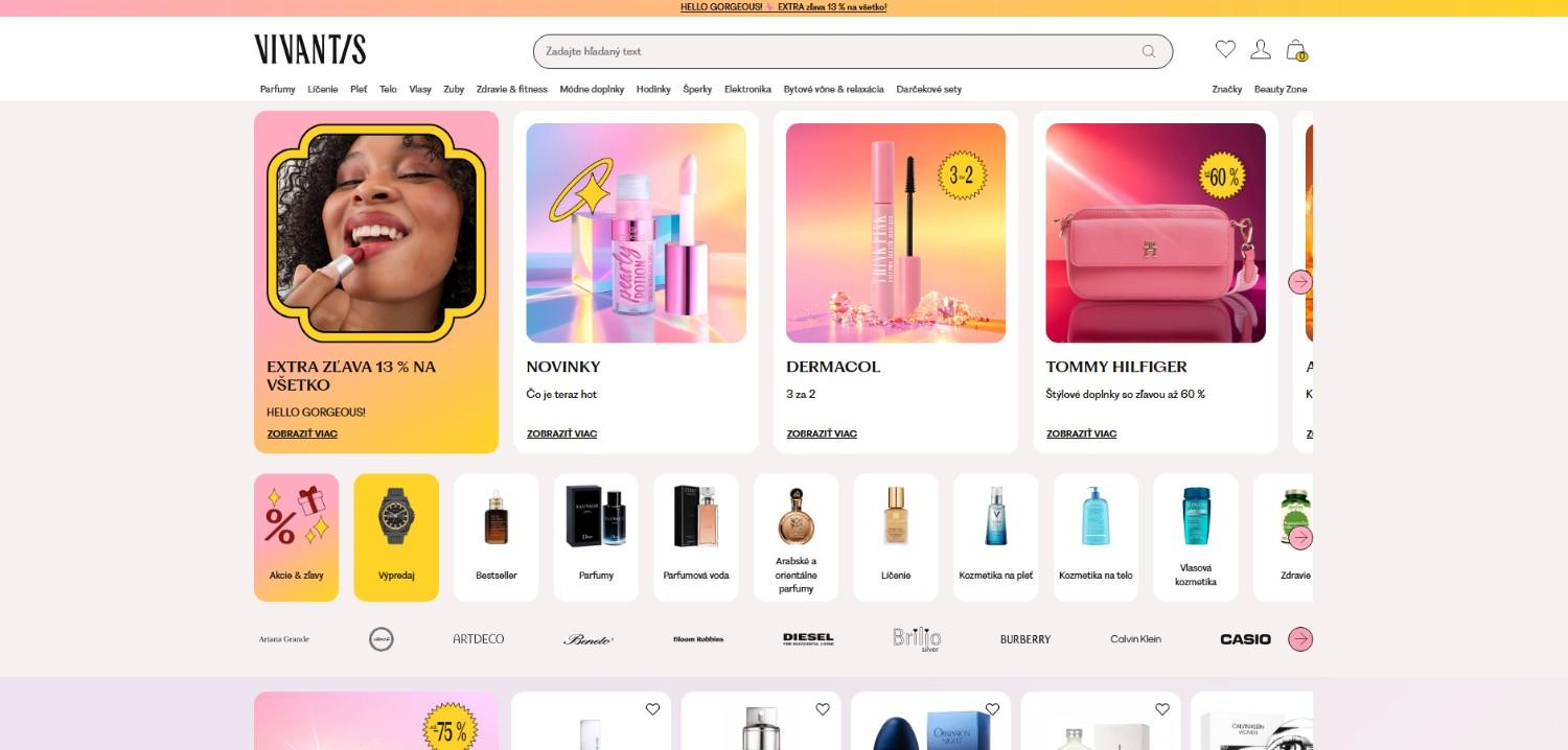 Homepage Vivantis s ponukou kozmetiky a módy