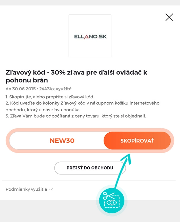 Návod ako skopírovať zľavový kód Satelity.Ellano