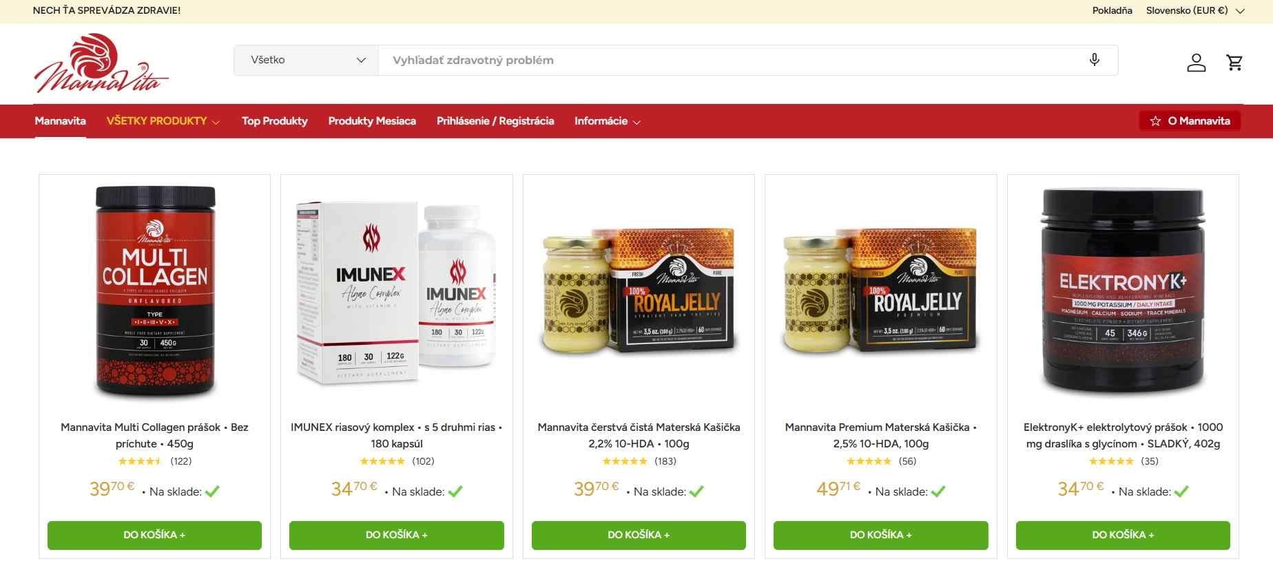 homepage Mannavita vitamíny kolagén prírodné doplnky včelie produkty