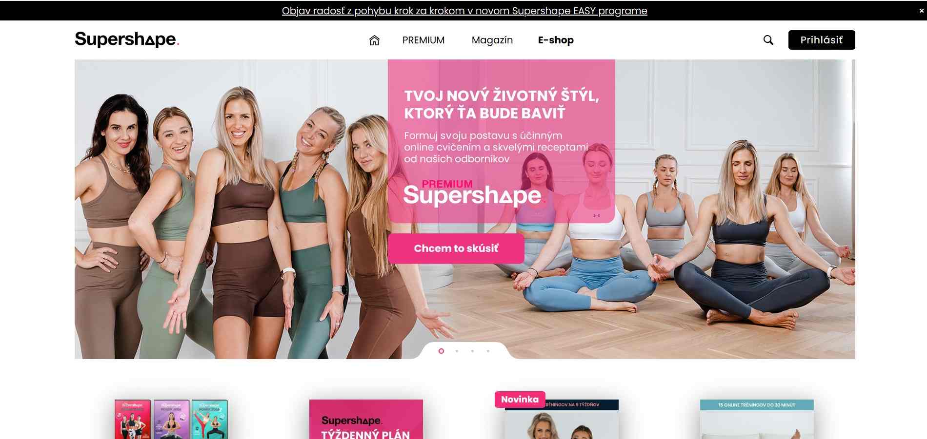 homepage Supershape program na online cvičenie