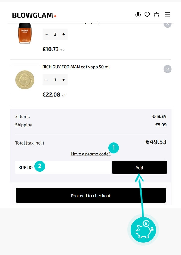 Návod ako uplatniť zľavový kód v košíku e-shopu BlowGlam