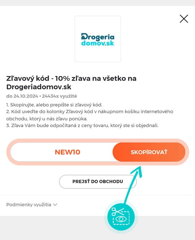 Návod ako skopírovať zľavový kód DrogeriaDomov