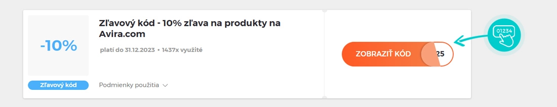 Ukážka zľavového kódu Avira