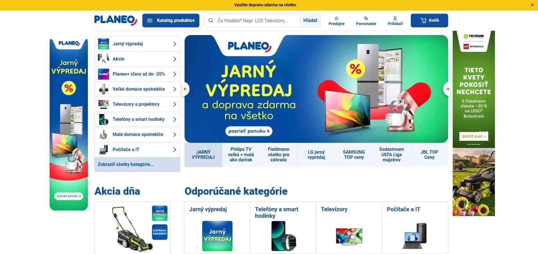 homepage Planeo jarný výpredaj