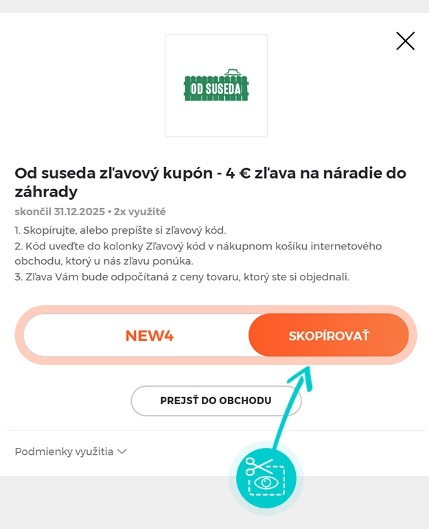 Návod ako skopírovať zľavový kód Od suseda