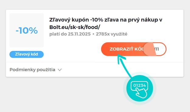 Ukážka zľavového kódu Bolt Food
