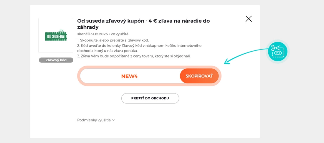 Návod ako skopírovať zľavový kód Od suseda