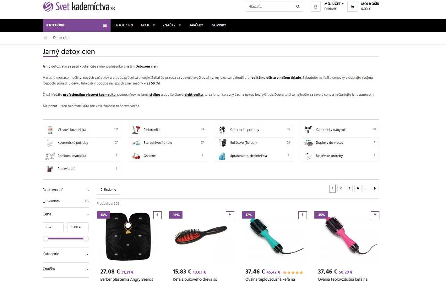 e-shop Svet kaderníctva akcia jarný detox cien