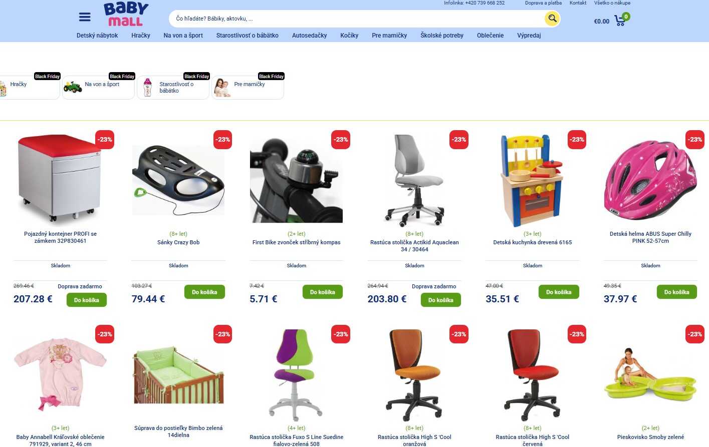webstránka Babymall.sk so zľavenými produktami