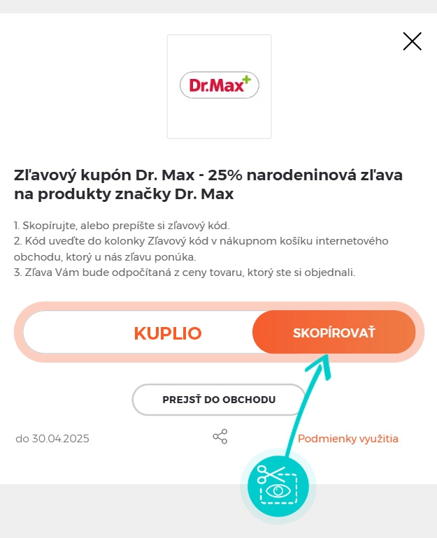Návod ako skopírovať zľavový kód Dr.Max