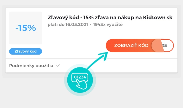 Ukážka zľavového kódu Kidtown