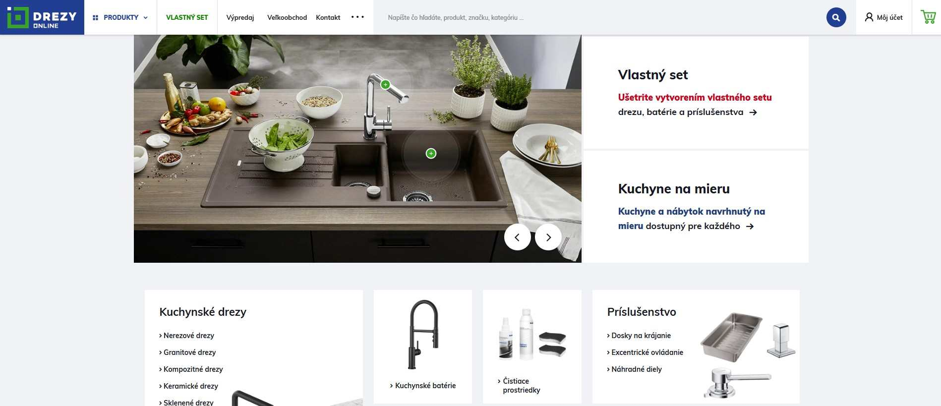 homepage Drezyonline kuchynské drezy, batérie a príslušenstvo