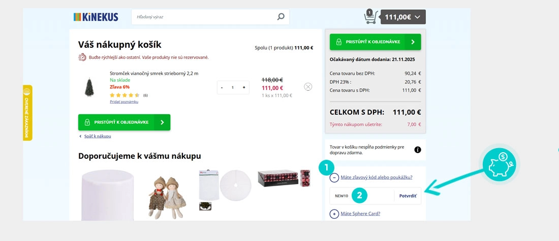 Návod ako uplatniť zľavový kód v košíku e-shopu Kinekus