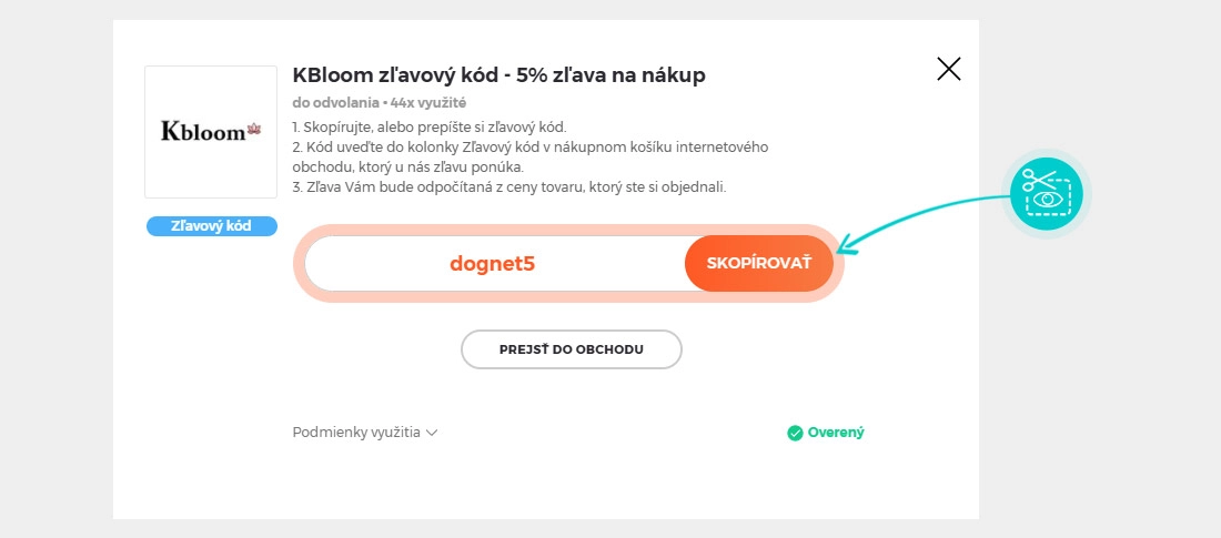 Návod ako skopírovať zľavový kód Kbloom