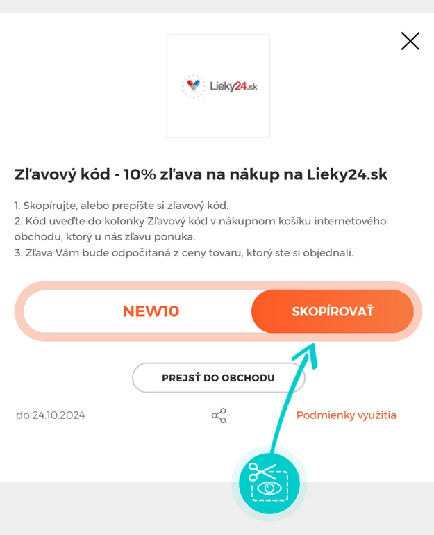 Návod ako skopírovať zľavový kód Lieky24