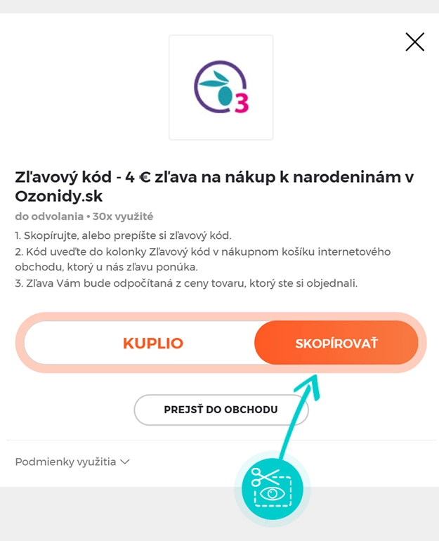 Návod ako skopírovať zľavový kód Ozonidy
