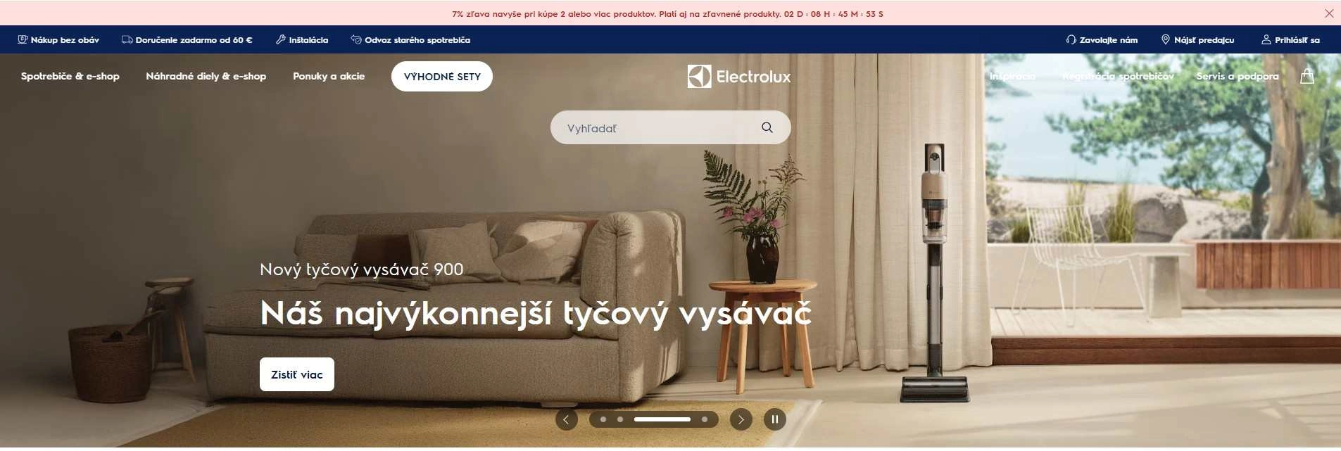 homepage Electrolux domáce spotrebiče a biela technika