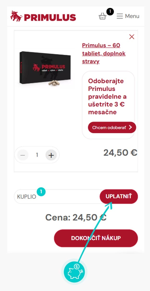 Návod ako uplatniť zľavový kód v košíku e-shopu Primulus