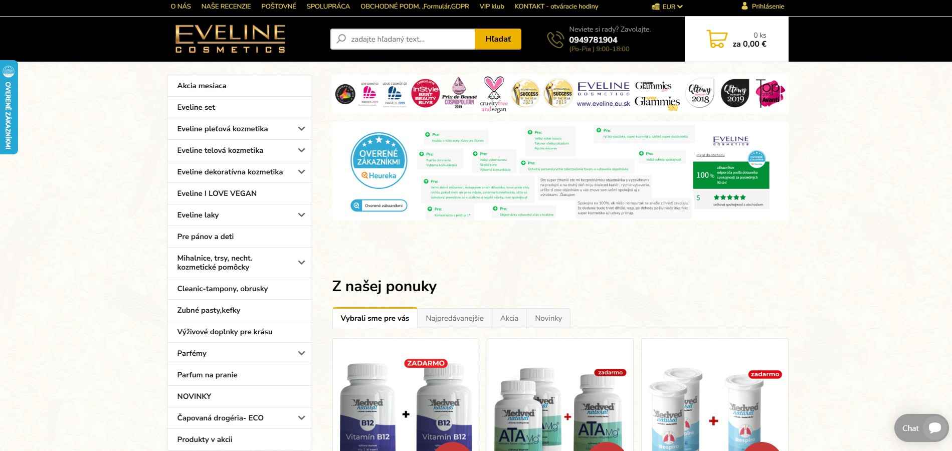 homepage Eveline.eu.sk pleťová kozmetika, dekoratívna kozmetika, parfumy