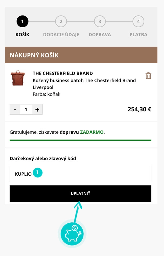 Návod ako uplatniť zľavový kód v košíku e-shopu Kabelečky.sk
