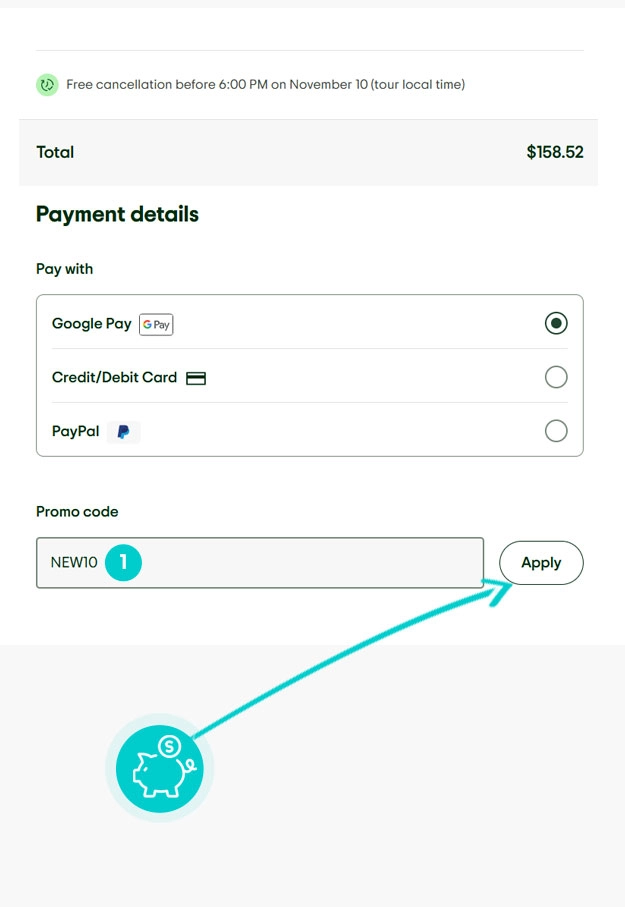 Návod ako uplatniť zľavový kód v košíku e-shopu Tripadvisor