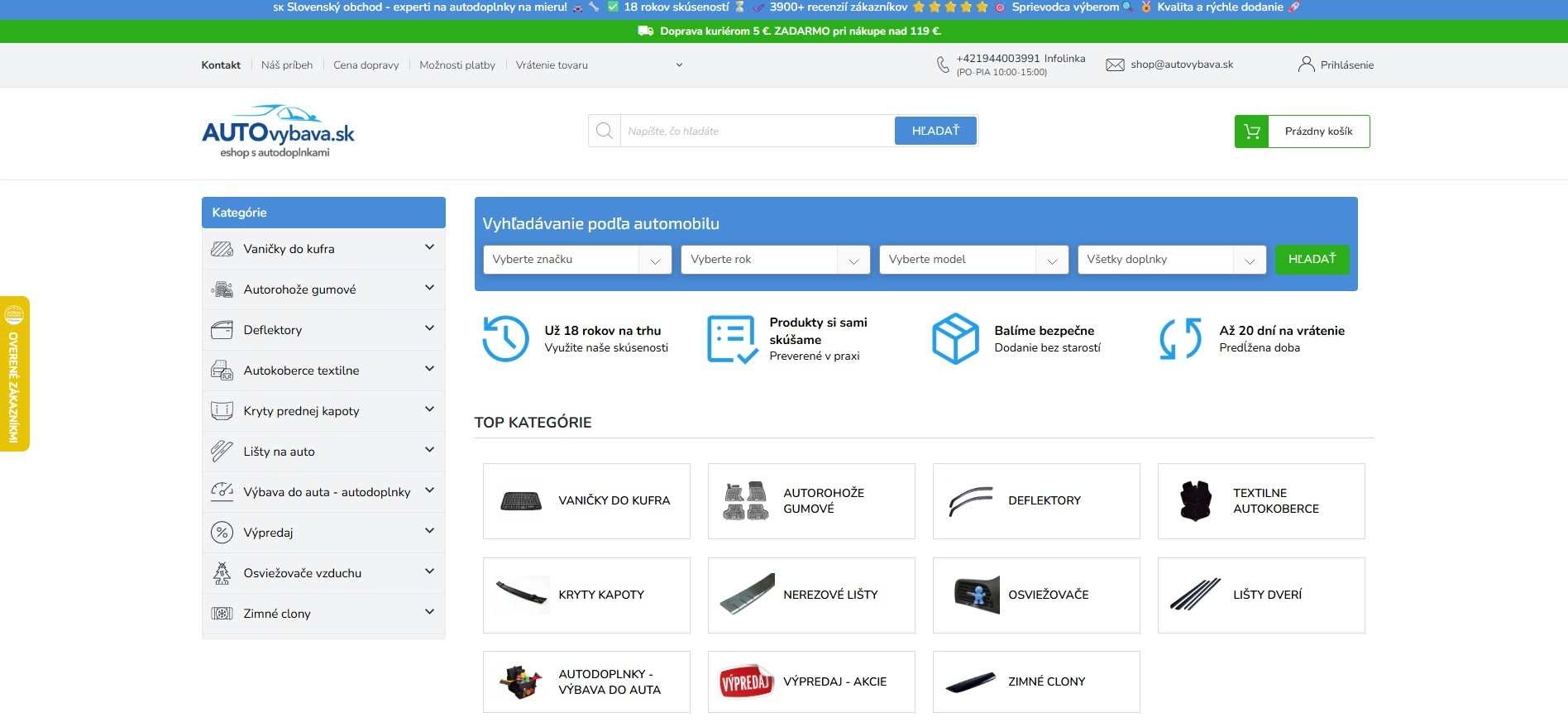 homepage Autovybava.sk vaničky do kufra autorohože deflektory autokoberce