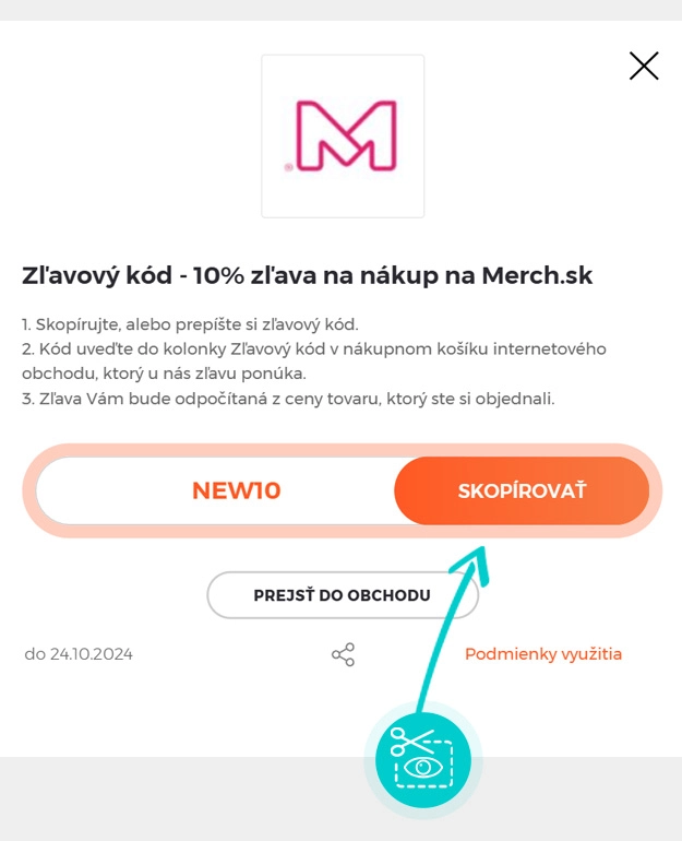Návod ako skopírovať zľavový kód Merch