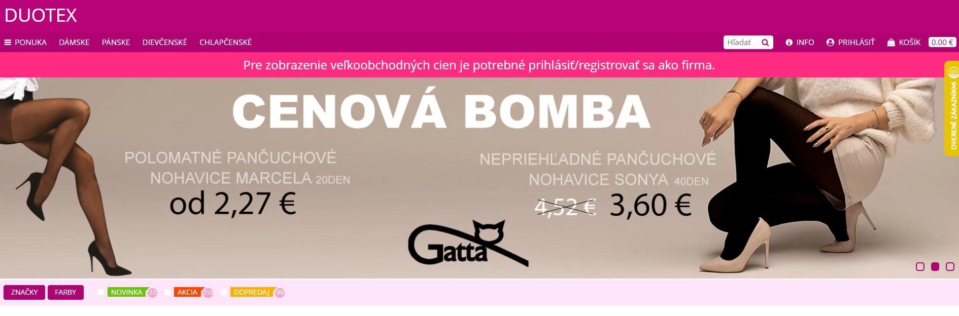 homepage Duotex pančuchový tovar a spodná bielizeň