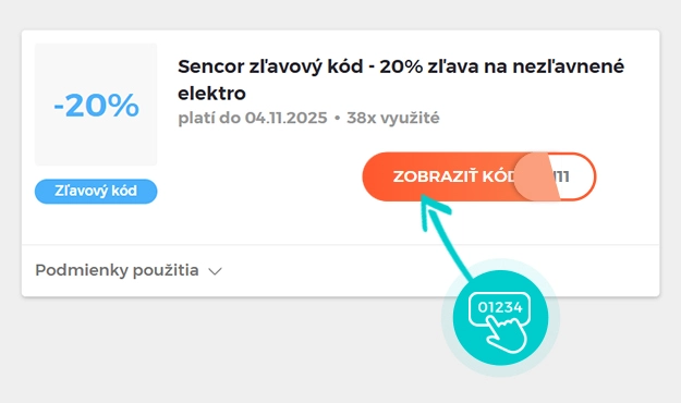 Ukážka zľavového kódu Sencor