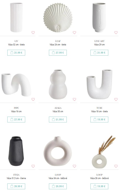 vázy v e-shope Butlers