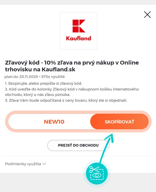 Návod ako skopírovať zľavový kód Kaufland