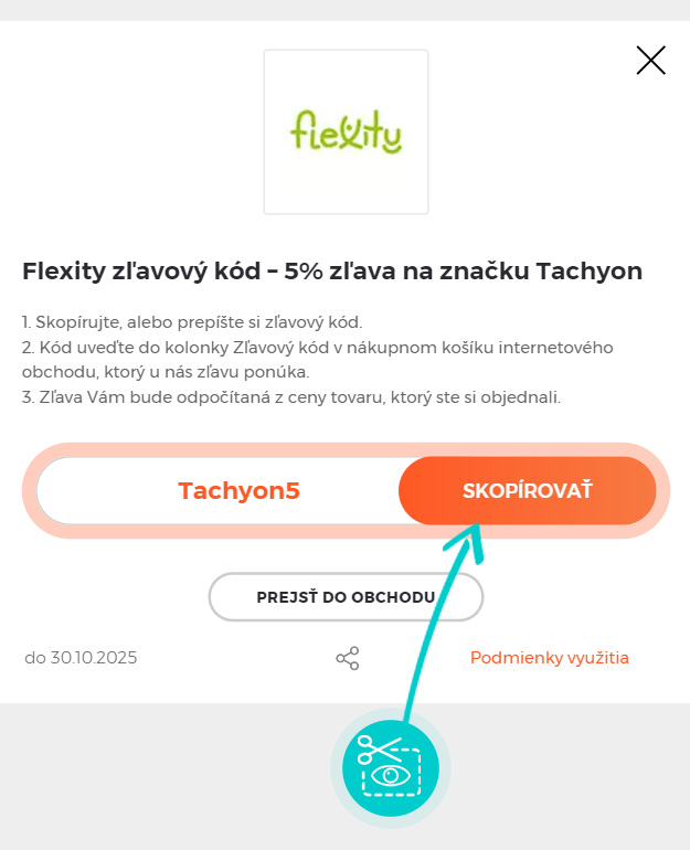 Návod ako skopírovať zľavový kód Flexity