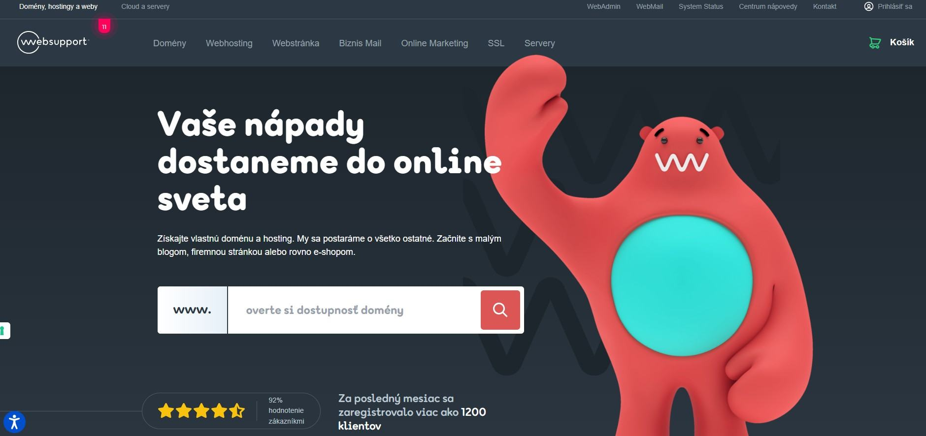 homepage Websupport registrácia domén a hosting