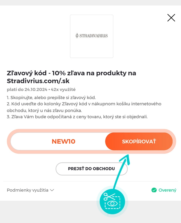 Návod ako skopírovať zľavový kód Stradivarius