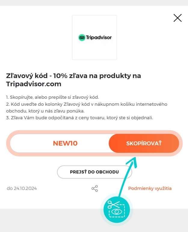 Návod ako skopírovať zľavový kód Tripadvisor