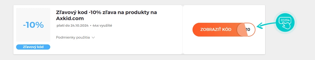 Ukážka zľavového kódu Axkid