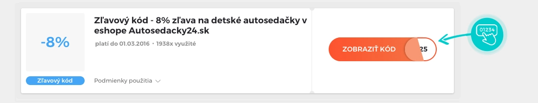 Ukážka zľavového kódu Autosedačky24